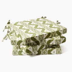 Olive Ikat Seat Pad Cushions (Set of 4)