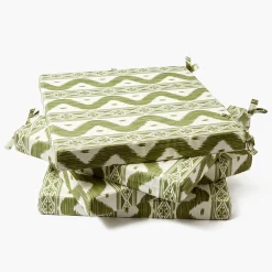 Olive Ikat Seat Pad Cushions (Set of 4)
