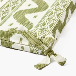 Olive Ikat Seat Pad Cushions (Set of 4)