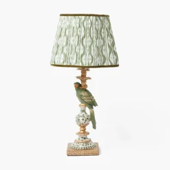Olive Parrot Lamp with Olive Ikat Shade (30cm)