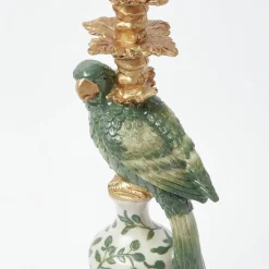 Olive Parrot Lamp with Olive Ikat Shade (30cm)