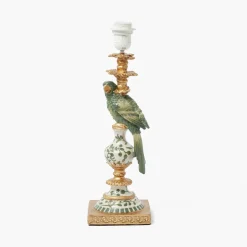 Olive Parrot Lamp with Olive Ikat Shade (30cm)