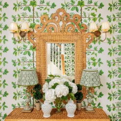 Olive Parrot Lamp with Olive Ikat Shade (30cm)