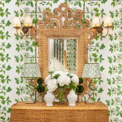 Olive Parrot Lamp with Olive Ikat Shade (30cm)