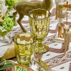 Olive Scalloped Glassware (Set of 12)