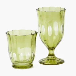 Olive Scalloped Glassware (Set of 12)