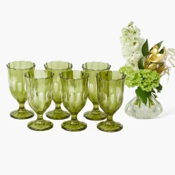 Olive Scalloped Wine Glasses (Set of 6)