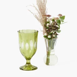 Olive Scalloped Wine Glasses (Set of 6)