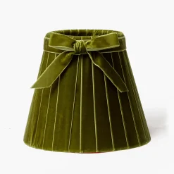 Olive Velvet Bow Lampshade (18cm)
