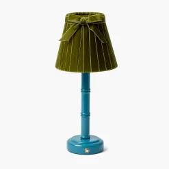 Olive Velvet Bow Lampshade (18cm)