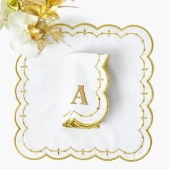 Olivia White & Gold Napkins (Set of 4)