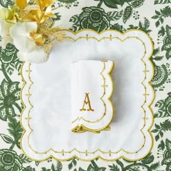Olivia White & Gold Napkins (Set of 4)