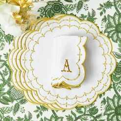 Olivia White & Gold Placemats & Napkins (Set of 4)