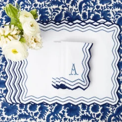 Olympia Blue Embroidered Napkins (Set of 4)