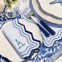 Olympia Blue Embroidered Napkins (Set of 4)