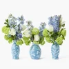 Pale Blue Hand Painted Tole Bud Vases (Set of 3)