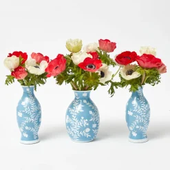 Pale Blue Hand Painted Tole Bud Vases (Set of 3)