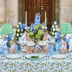 Pale Blue Hand Painted Tole Bud Vases (Set of 3)