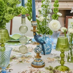 Pale Blue Hand Painted Tole Bud Vases (Set of 3)