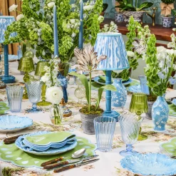 Pale Blue Hand Painted Tole Bud Vases (Set of 3)