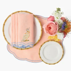 Parrot Coral Linen Napkins (Set of 4)