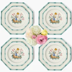 Patricia Blue Bamboo Dinner & Starter Plates (Set of 8)