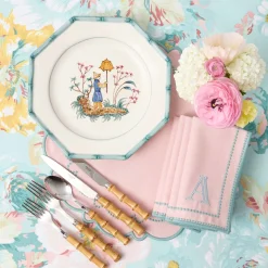 Patricia Blue Bamboo Dinner & Starter Plates (Set of 8)