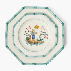 Patricia Blue Bamboo Dinner & Starter Plates (Set of 8)