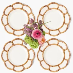 Petal Bamboo Ceramic Dinner Plates (Set of 4)