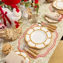 Petal Bamboo Ceramic Dinner Plates (Set of 4)