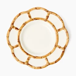 Petal Bamboo Ceramic Dinner Plates (Set of 4)