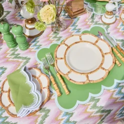 Petal Bamboo Ceramic Dinner Plates (Set of 4)