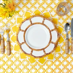 Petal Bamboo Ceramic Dinner Plates (Set of 4)