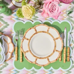 Petal Bamboo Ceramic Dinner Plates (Set of 4)