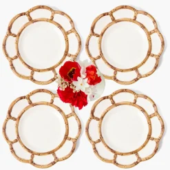 Petal Bamboo Ceramic Dinner Plates (Set of 4)