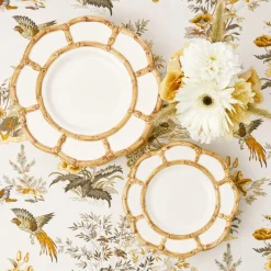 Petal Bamboo Ceramic Dinner & Starter Plates (Set of 8)