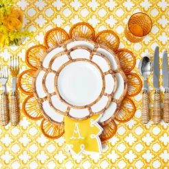 Petal Bamboo Ceramic Dinner & Starter Plates (Set of 8)