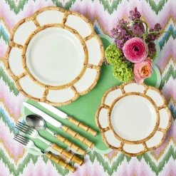 Petal Bamboo Ceramic Dinner & Starter Plates (Set of 8)