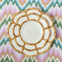 Petal Bamboo Ceramic Dinner & Starter Plates (Set of 8)