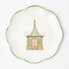 Pink & Green Pagoda Dinner Plate