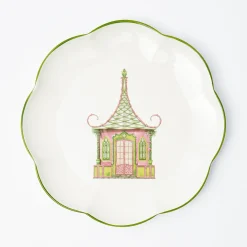 Pink & Green Pagoda Dinner Plate