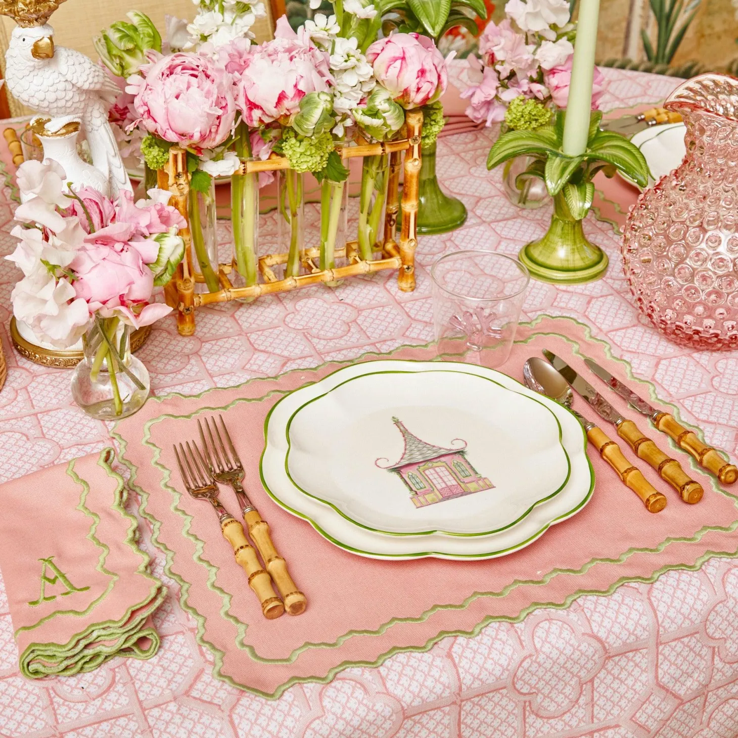 Pink & Green Pagoda Starter Plate