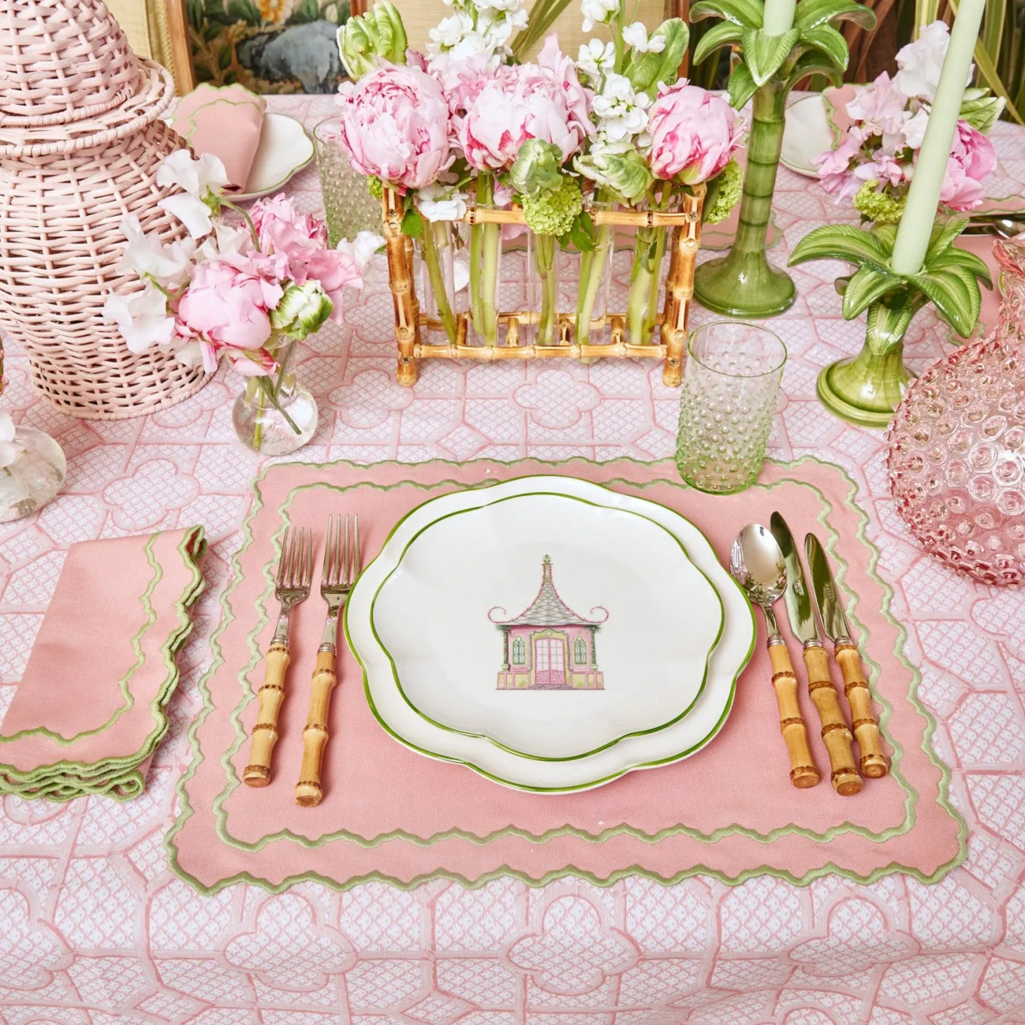Pink & Green Pagoda Starter Plate