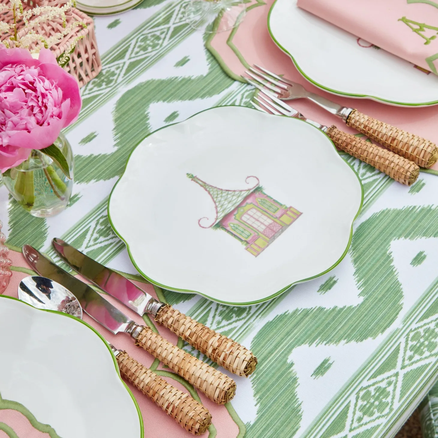 Pink & Green Pagoda Starter Plate