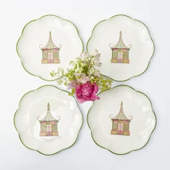 Pink & Green Pagoda Starter Plate (Set of 4)