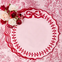 Pink & Red Bow Laurel Placemats (Set of 4)