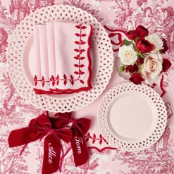 Pink & Red Bow Laurel Placemats (Set of 4)
