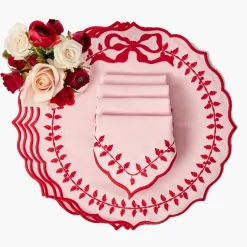 Pink & Red Bow Laurel Placemats (Set of 4)