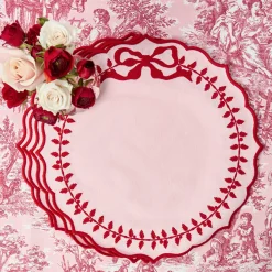 Pink & Red Bow Laurel Placemats & Napkins (Set of 4)