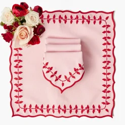 Pink & Red Bow Laurel Placemats & Napkins (Set of 4)